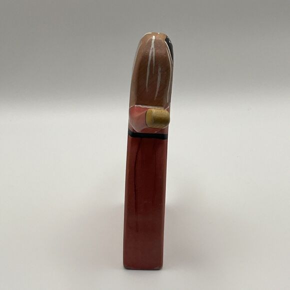 Vintage Russian Folk Art Hand Painted Doll Detailed Face Pink Dress 4.5” - Picture 4 of 7